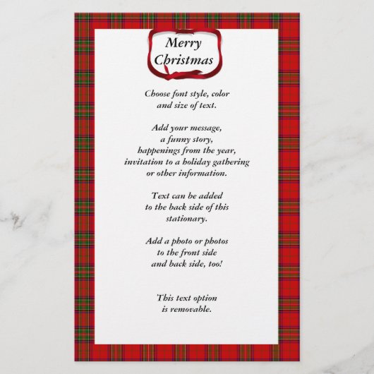 Tartan Rood Plaid Kerstmis Briefpapier (Voorkant)