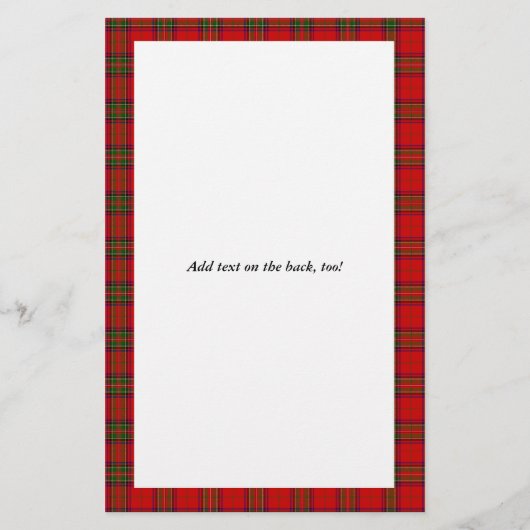 Tartan Rood Plaid Kerstmis Briefpapier (Achterkant)