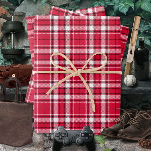 Tartan - rood-wit-zwart inpakpapier vel
