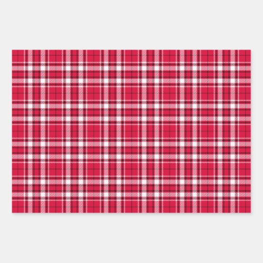 Tartan - rood-wit-zwart inpakpapier vel (Voorkant)