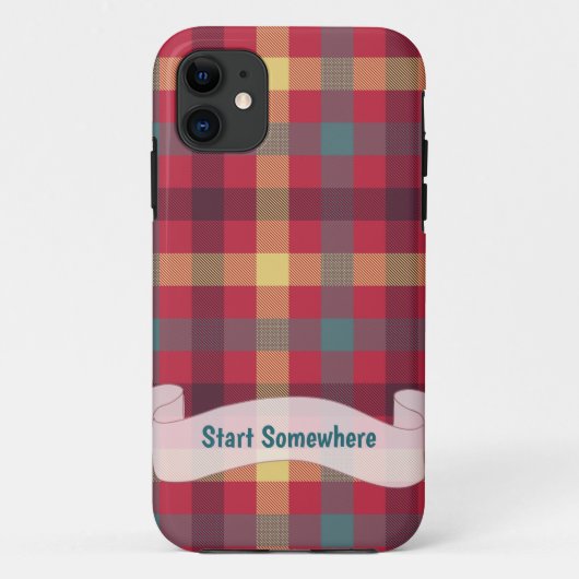 Tartan roodgele iPhone Case (Achterkant)