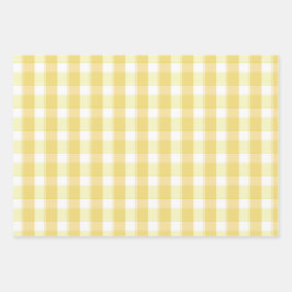 Tartan rose lemon yellow set wrapping paper