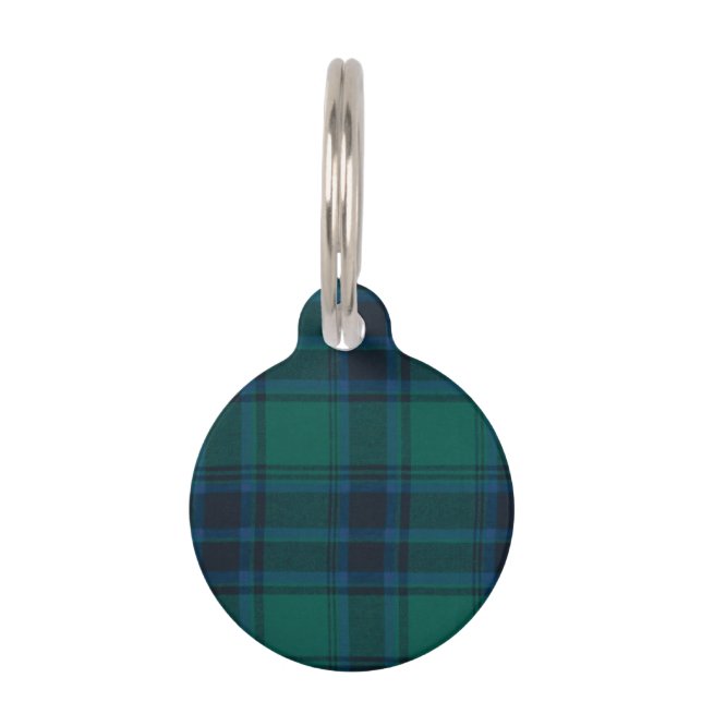 Tartan Round Pet Tag Huisdierpenning (Voorkant)