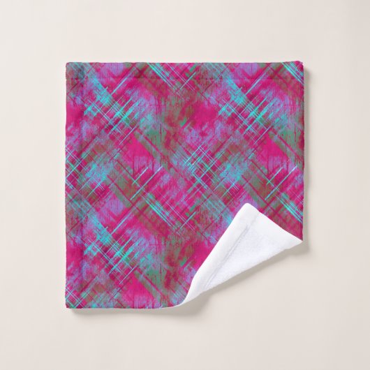 Tartan Roze Paarse Aqua Plaid Badkamer Washandje (Wasdoekje)