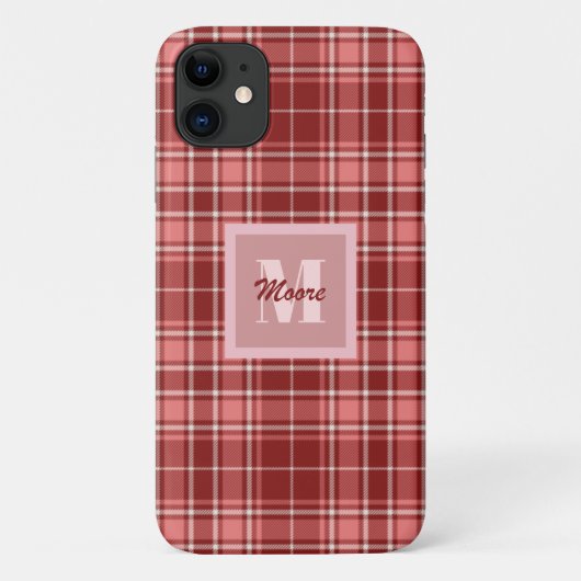 Tartan - Roze Rood en Cement Wit Case-Mate iPhone Case (Achterkant)