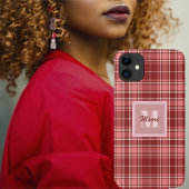 Tartan - Roze Rood en Cement Wit Case-Mate iPhone Case