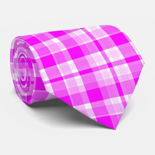 Tartan roze Stropdas (Opgerold)