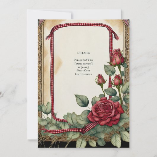 TARTAN ROZEN HANDFASTING CEREMONIE UITNODIGINGEN (Achterkant)