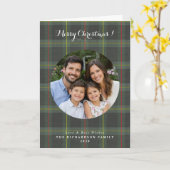 Tartan ruit aangepaste foto Kerstmis Kaart (Gele Bloem)