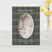 Tartan ruit Modern 3D papercut Kerstmis Kaart (Gele Bloem)