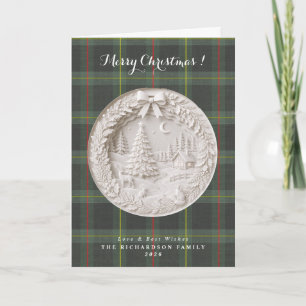 Tartan ruit Modern 3D papercut Kerstmis Kaart