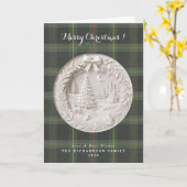 Tartan ruit Modern 3D papercut Kerstmis Kaart (Gele Bloem)