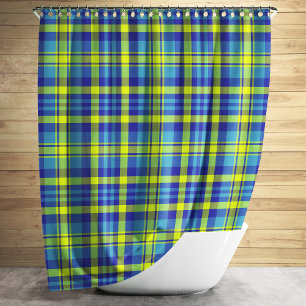 Tartan ruiten blauw geel groen Schotse ruit patroo Douchegordijn