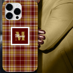 Tartan - Russet Red Off White en Caramel Gold iPhone 14 Pro Max Hoesje