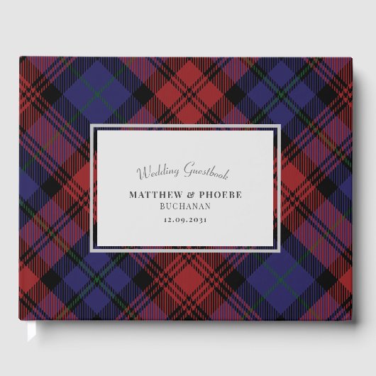 Tartan Rustic Check Geplaagd Trouwen Gastenboek (Voorkant)
