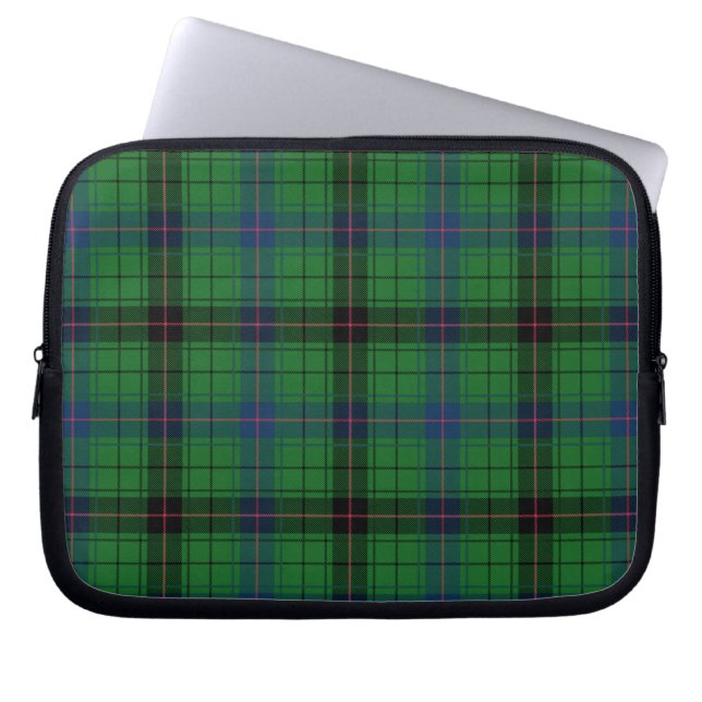 Tartan Rustic Davidson Plaid Blue Green Laptop Sleeve (Voorkant)