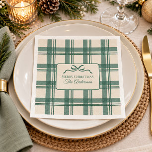 Tartan Saliegroen Crème Schotse Ruit Kerstboog Servet