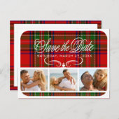tartan save the Date Foto Aankondigingskaart (Voorkant / Achterkant)