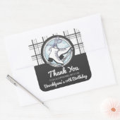 Tartan Schaatsen Kids Verjaardagsfeestje Favoriet Vierkante Sticker (Envelop)