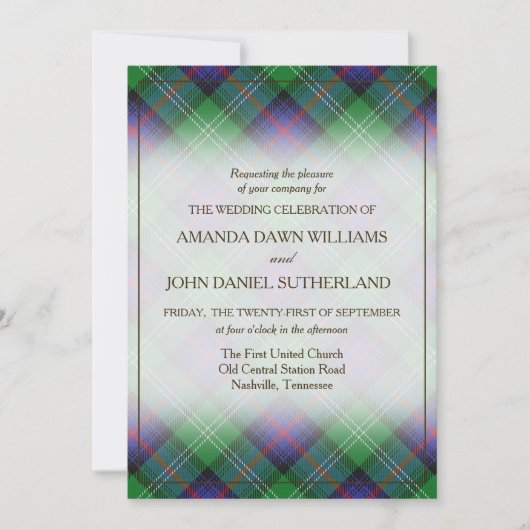 Tartan Schoonheid Clan Sutherland Schotse Plaid (Voorkant)