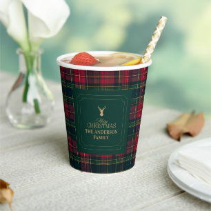 Tartan Schotland-geruite Persoonlijke Kerstmug voo Papieren Bekers
