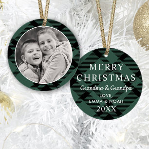 Tartan Schotland Prettig Kerstmis Grootouders Foto Ornament