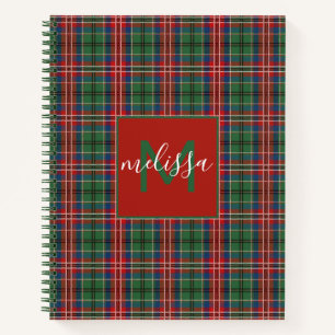 Tartan Schotlandse Ruit Gepersonaliseerde Monogram Notitieboek