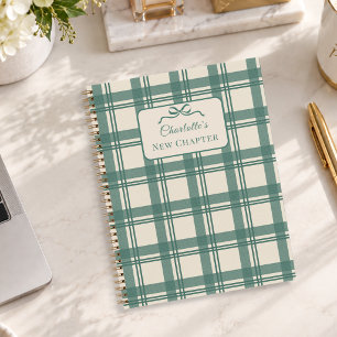 Tartan Schotlandse ruit Sage groen Crème Boog Nieu Notitieboek