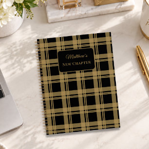 Tartan Schotlandse ruit Zwart Goud Nieuw Hoofdstuk Notitieboek