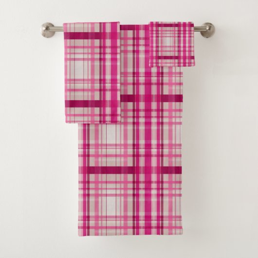 Tartan Schots roze wit Plaid Classic Blue Bad Handdoek (Insitu)