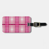 Tartan Schots roze wit Plaid Classic Blue Bagagelabel (Voorkant horizontaal)