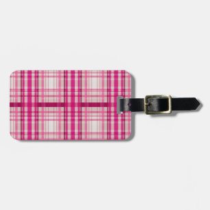 Tartan Schots roze wit Plaid Classic Blue Bagagelabel