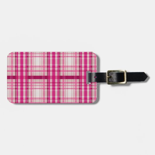Tartan Schots roze wit Plaid Classic Blue Bagagelabel (Voorkant horizontaal)