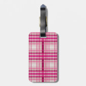 Tartan Schots roze wit Plaid Classic Blue Bagagelabel (Achterkant verticaal)