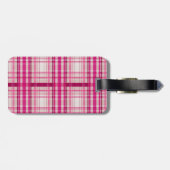 Tartan Schots roze wit Plaid Classic Blue Bagagelabel (Achterkant horizontaal)