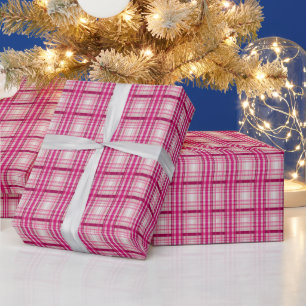 Tartan Schots roze wit Plaid Classic Blue Cadeaupapier