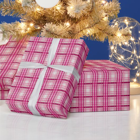 Tartan Schots roze wit Plaid Classic Blue Cadeaupapier (Feestdagen)