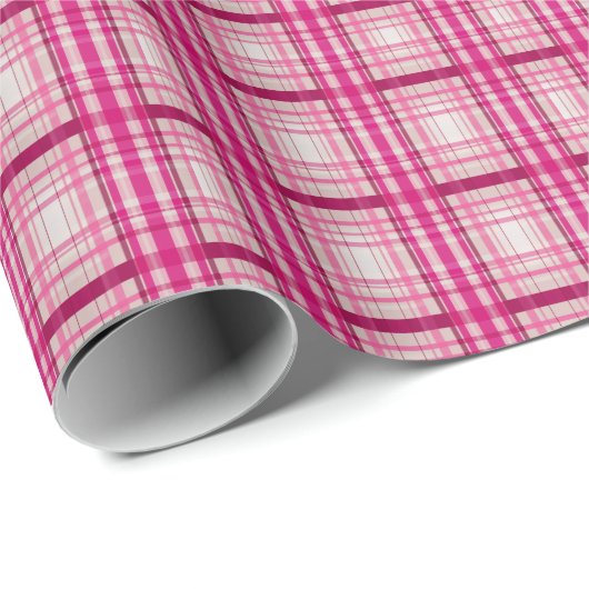 Tartan Schots roze wit Plaid Classic Blue Cadeaupapier (Rol Hoek)