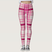 Tartan Schots roze wit Plaid Classic Blue Leggings (Voorkant)