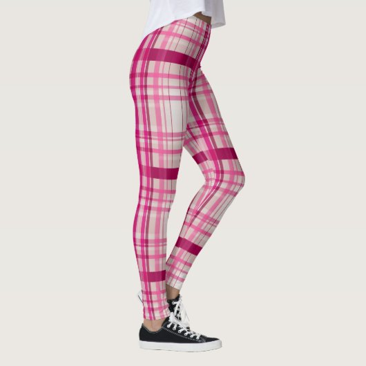 Tartan Schots roze wit Plaid Classic Blue Leggings (Rechts)