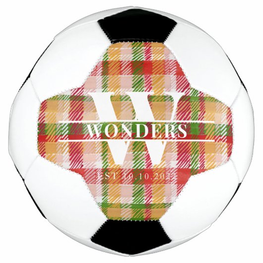 Tartan Schotse ruit Basis Naam Monogram Voetbal (Voorkant)