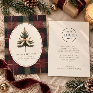 Tartan Schotse ruit Bedrijfs Kerstboom Eigen Logo Feestdagenkaart