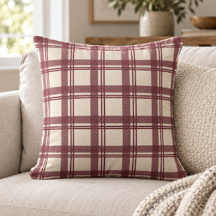 Tartan Schotse ruit Bourgondi Crème Kussen