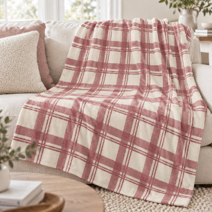 Tartan Schotse ruit Crème Stof Rode Fleece Deken