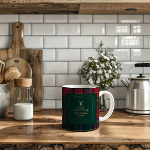 Tartan Schotse ruit gepersonaliseerde kerstfamilie Koffiemok
