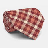 Tartan Schotse ruit Maroon en Crème Design Stropdas (Opgerold)