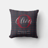 Tartan Schotse ruit Monogram Geboorte Stats Pasgeb Kussen (Voorkant)