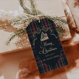 Tartan Schotse ruit Preppy Kerstfeest Cadeautags Cadeaulabel