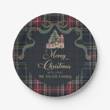 Tartan Schotse ruit Preppy Kerstfeest Papieren Bor