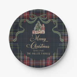 Tartan Schotse ruit Preppy Kerstfeest Papieren Bor Bordje
